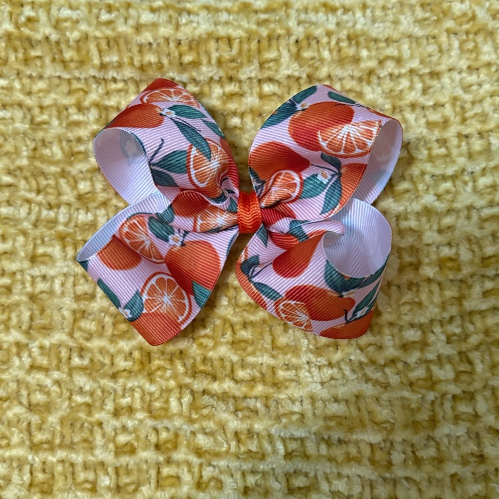 Orange Fruit Print Hair Bow for Kids